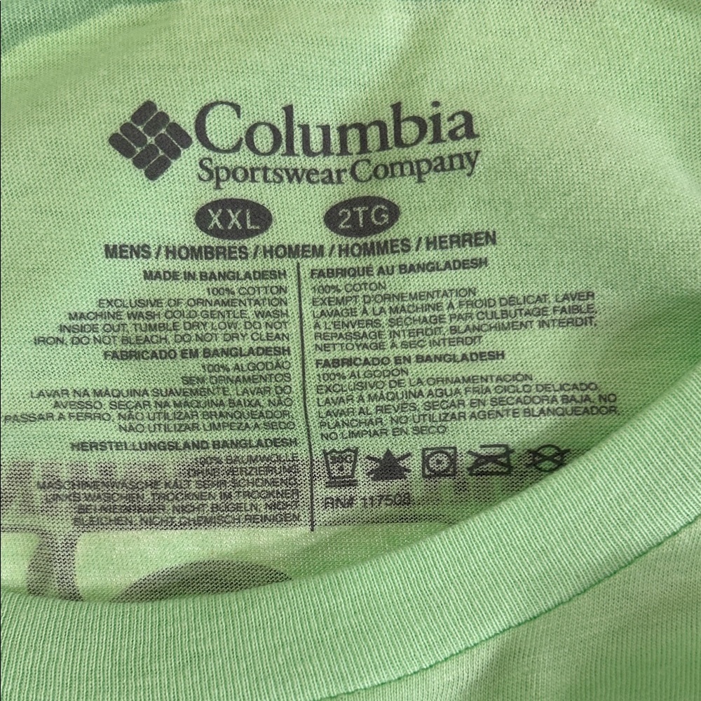 Columbia Men's Performance Fishing Gear Light Green Short Sleeve Tee - Picture 3 of 5